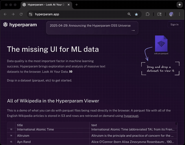 Hyperparam Parquet Viewer