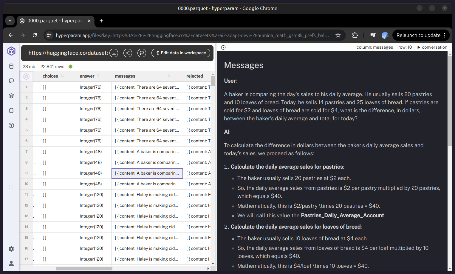 Hyperparam Conversation View